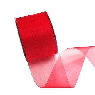 Sheer Organza Cut Edge Ribbon - 50mm x 25m - Red
