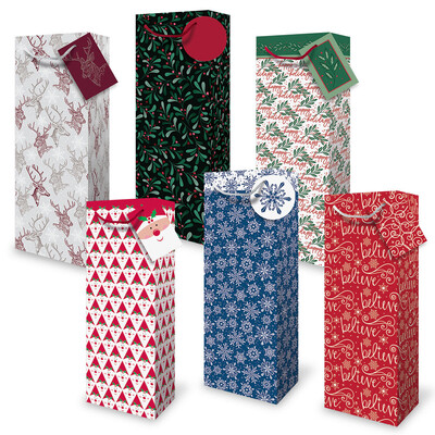 Christmas Bottle Bags - Believe Assortment