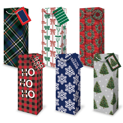 Christmas Bottle Bags - Snowflake Assortment