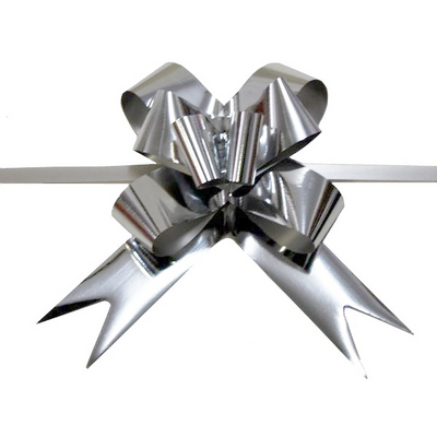 Pull String Butterfly Bows - Metallic Silver