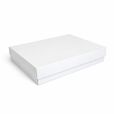 Two-Piece Base & Lid A4 Box - Gloss Paperboard - 320 x 250 x 50mm - White