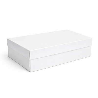 Two-Piece Base & Lid Double Bottle Box - Gloss Paperboard - 335 x 178 x 90mm - White