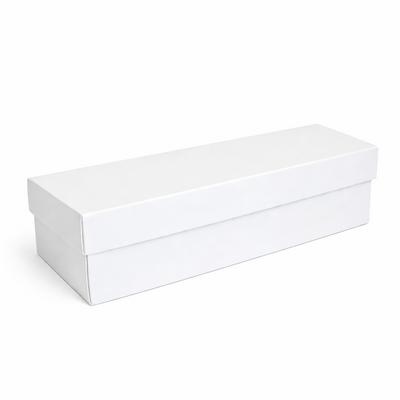 Two-Piece Base & Lid Single Bottle Box - Gloss Paperboard - 335 x 95 x 95mm - White