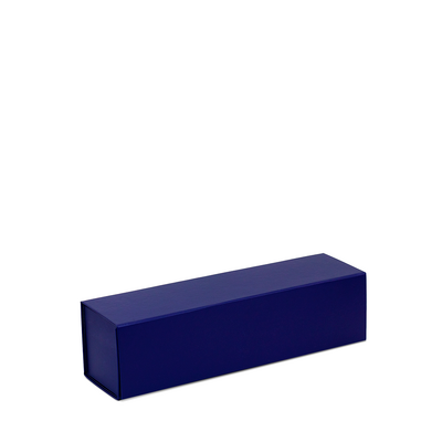 Single Wine Bottle Gift Box - Matt Dark Blue with Magnetic Closing Lid