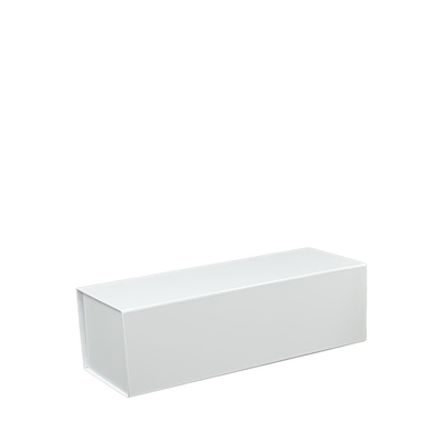 Single Champagne Bottle Gift Box - Matt White with Magnetic Closing Lid