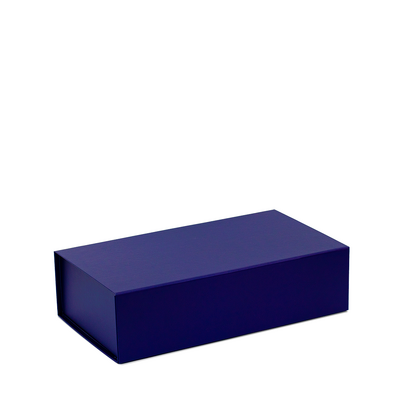 Double Wine Bottle Gift Box - Matt Dark Blue with Magnetic Closing Lid