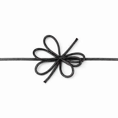 5cm Elastic Bow - 6 Loop Bow with 18cm Loop - Metallic Black