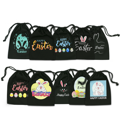 Easter Bags - Assorted Pack - Black Calico Bags 20cm x 30cm with drawstrings