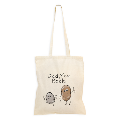 'Dad You Rock' Father's Day Bag - Natural Calico Bag 37cm x 42cm with Two Long Handles