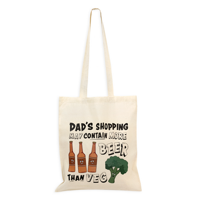 'Dad's Shopping' Father's Day Bag - Natural Calico Bag 37cm x 42cm with Two Long Handles