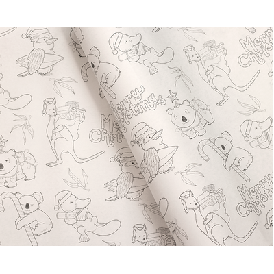 CLEARANCE - Christmas Wrapping Paper - 500mm x 60M - Colouring Christmas Australiana
