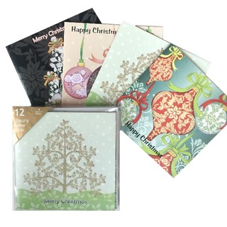 Box of 12 Luxury Glitter Christmas Cards & Envelopes