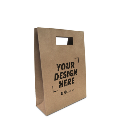 Custom Printed - Kraft Bags - Premium Die Cut Kraft Brown Medium Gift Bag