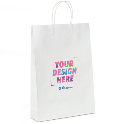 Custom Printed - Kraft Bags - Large - White