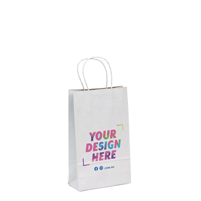 Custom Printed - Recycled Kraft Bags - Small -  White Top