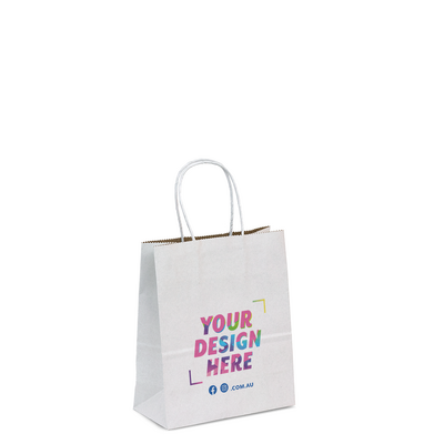 Custom Printed - Recycled Kraft Bags - Mini - White Top