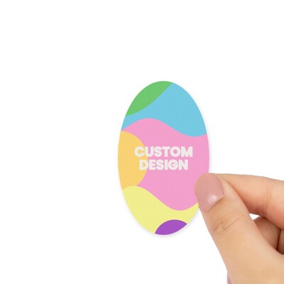 Custom Printed 38 x 64mm White Gloss Oval Labels - Self-Adhesive Stickers