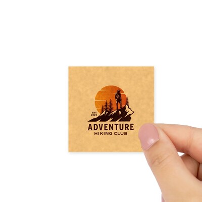 Custom Printed 50mm Kraft Brown Square Labels - Self-Adhesive Stickers