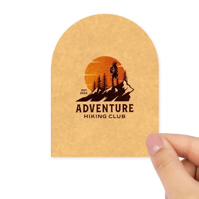 Custom Printed 75 x 100mm Kraft Brown Arch Labels - Self-Adhesive Stickers