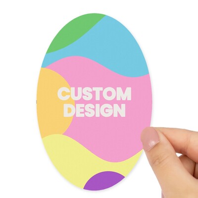 Custom Printed 75 x 115mm White Gloss Oval Labels - Self-Adhesive Stickers