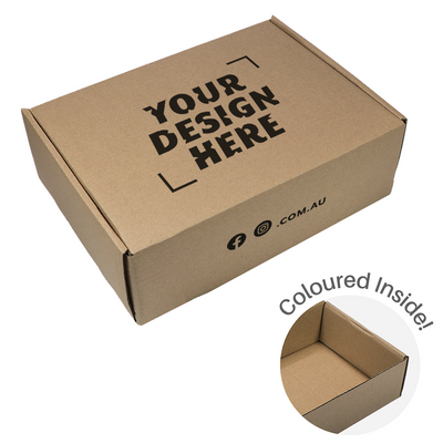 Custom Printed - Large Mailing Box | Gift Box - All in One - Kraft Brown