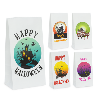 Halloween - White Kraft Paper Bag Assorted Pack - Full Moon