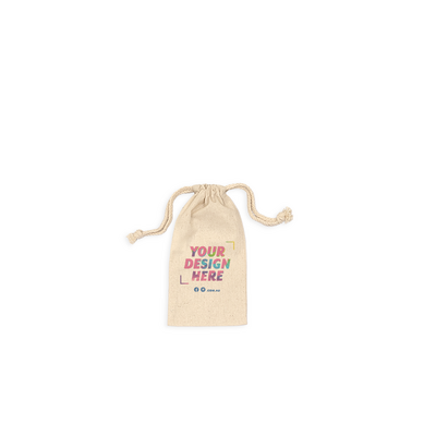 Custom DTG Printed - Natural Calico Bags - 10cm x 20cm with Drawstrings