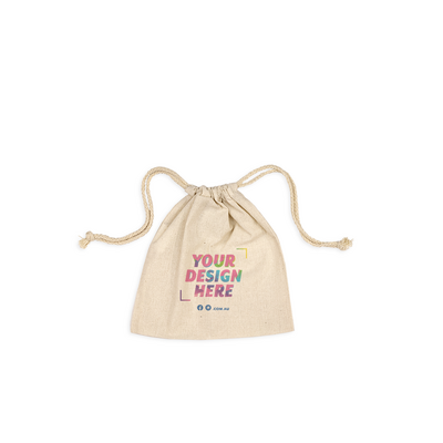Custom DTG Printed - Natural Calico Bags - 20cm x 20cm with Drawstrings