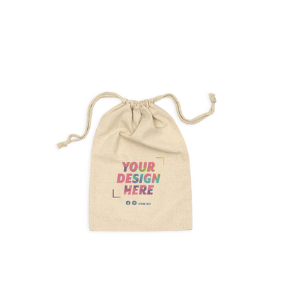 Custom DTG Printed - Natural Calico Bags - 20cm x 30cm with Drawstrings 