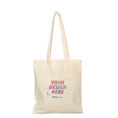 Custom DTG Printed - Premium Natural Calico Bags - 37cm x 42cm with Two Long Handles