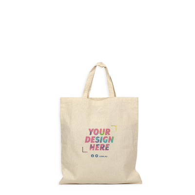 Custom DTG Printed - Natural Calico Bags - 37cm x 42cm with Two Short Handles 