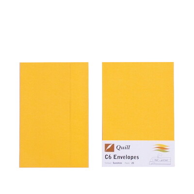 Yellow C6 Envelopes - Pack of 25 - 80gsm by Quill
