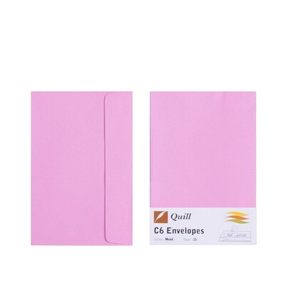Light Pink C6 Envelopes - Pack of 25 - 80gsm by Quill