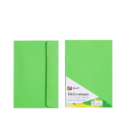 Lime Green C6 Envelopes - Pack of 25 - 80gsm by Quill