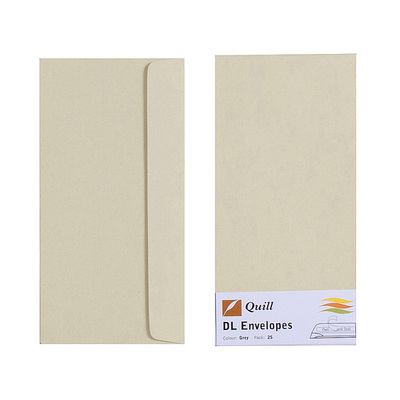 Grey DL Envelopes - Pack of 25 - 80gsm by Quill