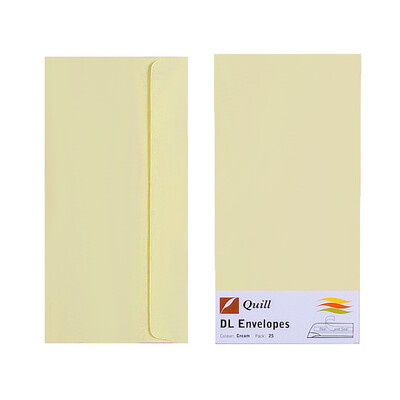 Cream DL Envelopes - Pack of 25 - 80gsm by Quill