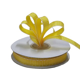 Dots Ribbon - 12mm x 25M - Yellow with white spots