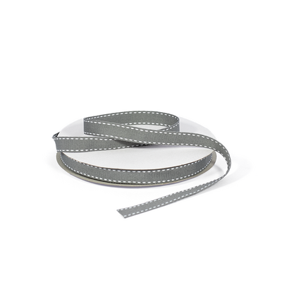 Grosgrain Ribbon - 12mm x 25m - Dark Grey with White Stitch