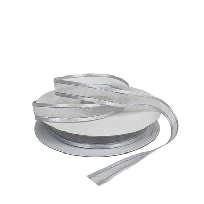 Silver Organza with Satin Edge and Silver Thread Ribbon - 12mm x 25M