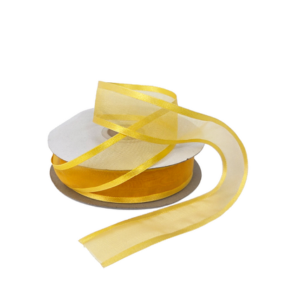 Gold Organza Ribbon with Satin Edge - 25mm x 25m