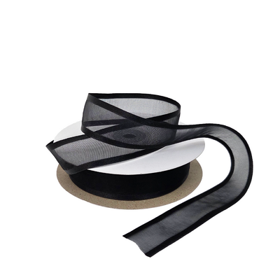 Black Organza Ribbon with Satin Edge 25mm X 25M