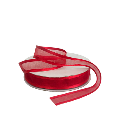 Red Organza Ribbon with Satin Edge 25mm X 25M