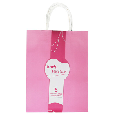 Medium Kraft Gift Bags - 5 Pack Light Pink