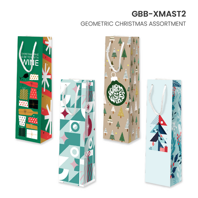 Christmas Bottle Bags - Geometric Christmas Assortment