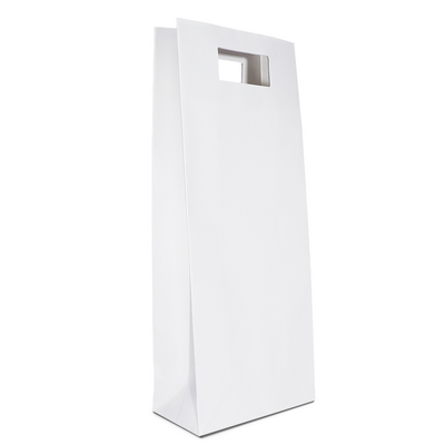Kraft Bags - Premium Die Cut White Double Wine Bottle Gift Bag