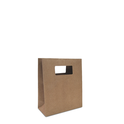 Kraft Bags - Premium Die Cut Kraft Brown Small Mini Gift Bag 