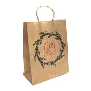 Kraft Bags - Christmas Wreath - Medium - Brown