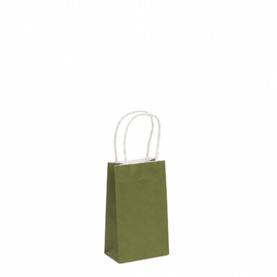Kraft Bags - Micro - Olive Green - White Handles