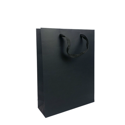 Kraft Bags - Premium Black Art Card Medium Gift Bag - Black Paper Handles