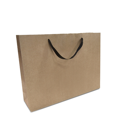 Kraft Bags - Premium Kraft Brown Medium Boutique Gift Bag - Black Ribbon Handles